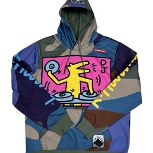 Keith Haring x Members Only Men's DJ Graffiti Art Sketch Hoodie Size Medium NWT